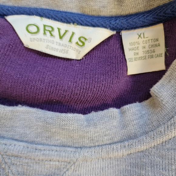 Orvis Gray Vintage Women's Crewneck Sweatshirt Heavy Cotton Boxy XL - Picture 2 of 11